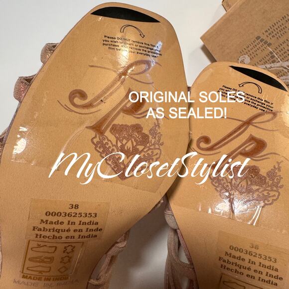 FREE PEOPLE Iridescent Straps Sandals Rare NEW IN BOX 38 8 MINT $148 Metallic - Picture 4 of 12